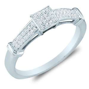 Gold Diamond Engagement Ring   Square Princess Shape Center Setting 