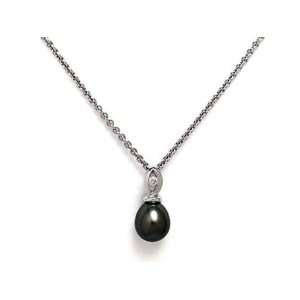 Black South Sea 9.5mm Pearl Surrounded by Tension Set Diamonds and Set 