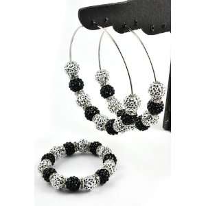   Wives POParazzi Earrings & Bracelet Set IER2014 Black/Silver   MULTI
