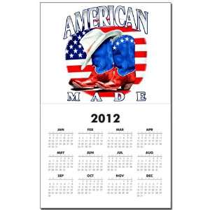 Calendar Print w Current Year American Made Country Cowboy Boots and 