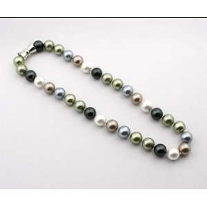 Pearl Strand Necklace 12 mm Multi Colored Seashell Pearls 18 Inch, EE 