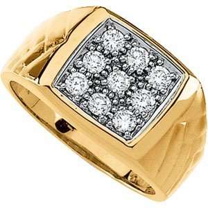  14K Yellow Gold Mens Diamond Ring Jewelry