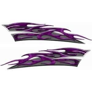  Reflective Inferno Purple Motorcycle Gas Tank Flame Decals Automotive