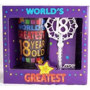  Worlds Greatest 18 Year Old Novelty Glass & Silver Key 