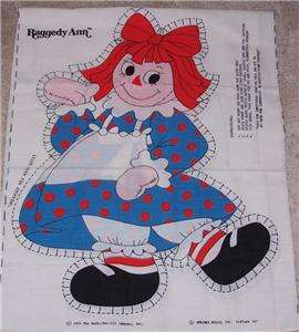   Raggedy Ann Fabric Panel Cutout   Makes Doll or Pillow   New Condition