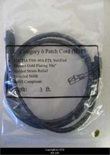 Ft Cat 6 Ethernet Patch Cable CAT6 Cord BLACK ~STSI 837654220832 