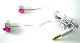 Pink Crystal Rhinestone Jeweled Earbuds Earphones  