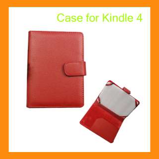   KINDLE 4 4TH GENERATION PREMIUM LEATHER CASE COVER BAG Red  