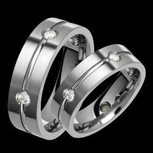   13.00 Titanium Wedding Band Set with Diamonds Alain Raphael Jewelry