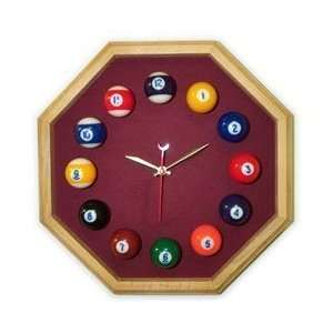  Billiard Clock Oak & Wine Mali Felt   Casino Supplies  Accessories 