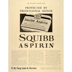   Ad Edward R. Squibb Sons Aspirin Metal Box Tablets   Original Print Ad