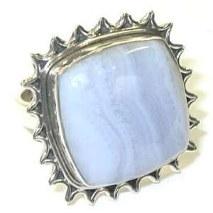  Size 7.75 Blue Lace Agate & Sterling Silver Ring
