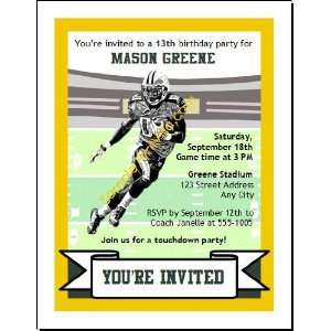  Packers Colored Football Birthday Party Invitation 2 