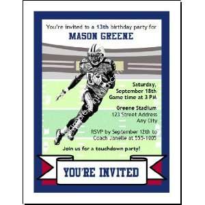    Giants Colored Football Birthday Party Invitation 2