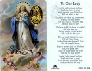 To Our Lovely Lady Dressed in Blue Prayer Card Wallet WC50 Catholic 