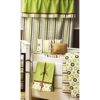 Bacati Green/yellow/chocolate Mod Dots/Str Stripes Curtain Panel