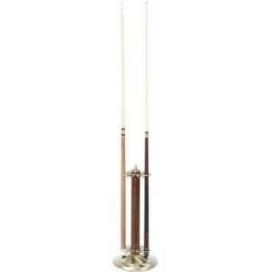   Pool Cue Holder in Brown Leather and Antique Brass Accents PCH LTHRBRN