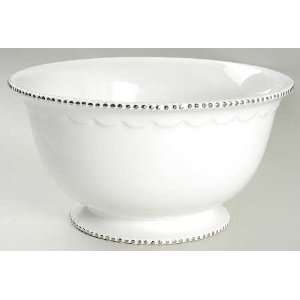   Antique Beads White 10 Round Vegetable Bowl, Fine China Dinnerware