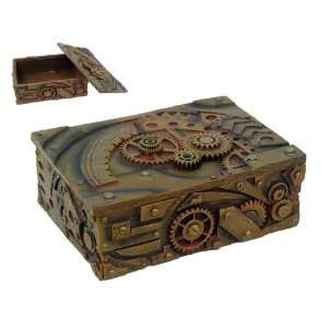 Steampunk Jewelry Box Trinket Gear Work Design Antique Finish  
