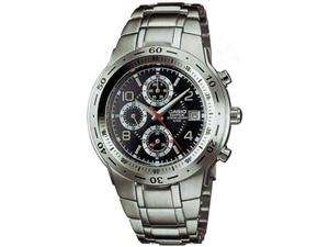      Casio EF506D 1A Stainless Steel Edifice Black Dial Tachymeter