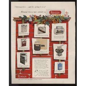 1955 Ronson Lighters Fireplace Christmas Print Ad (9898 