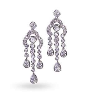 Bling Jewelry SIlver Art Deco Cubic Zirconia Drop Chandelier Earrings