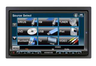 Kenwood DDX714 6.95 Inch Wide Double DIN In Dash Monitor with Built in Bluetooth USB/iPod Direct Control/DVD Receiver