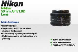 Nikon Normal AF Nikkor 50mm f/1.8D Autofocus Lens 0182080213768  