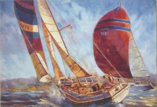 Racing The Wind Nautical Scene Ship Wall Tapestry Yacht  
