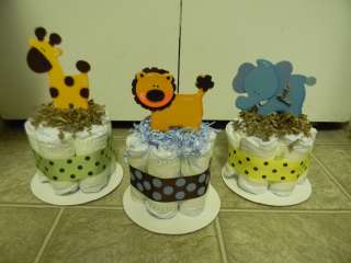 Jungle theme mini diaper cake, baby shower centerpiece/decoration 