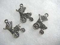 Stroller Baby Carraige Charm Silver Plated 12 Findings  