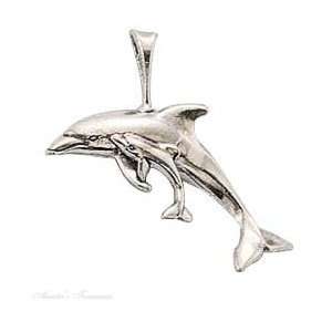  Sterling Silver Curved Dolphin Baby Charm Arts, Crafts 