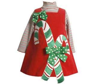 Bonnie Jean Baby Girls Candy Cane Holiday Christmas Jumper Dress Set 