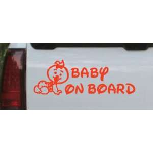 Baby On Board (Girl) Car Window Wall Laptop Decal Sticker    Red 18in 