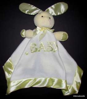 Baby Ganz Yellow White Bunny Rabbit Security Blanket Satin Trim Plush 