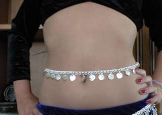 Silver Tone Belly Chain Coin Belly Dance Tribal India *  
