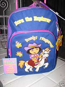 Dora The Explorer Backpack bag rolling Large+Bonus New  