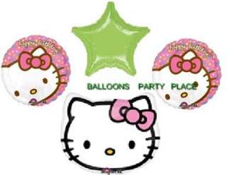 HELLO KITTY birthday baby shower party mylar balloons pink green 