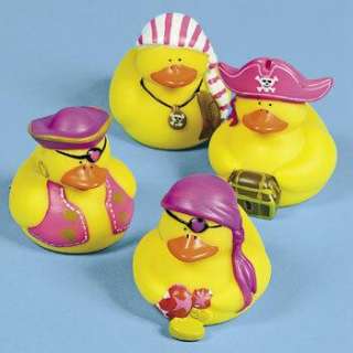 12 GIRL PIRATE RUBBER DUCKS Birthday Party Favors Pink Cake Toppers 
