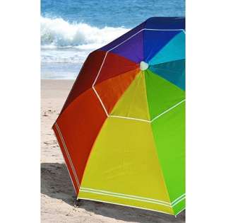 New Nautica 7 Foot Beach Umbrella Rainbow Adjustable Tilt Carry Bag 