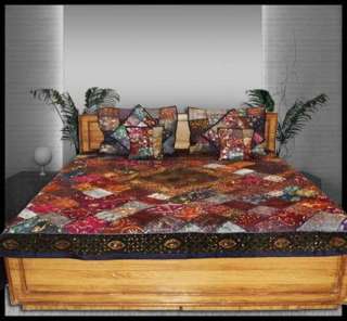   INDIAN SARI DÉCOR BEADED MOTI DUVET COVER BEDDING BEDSPREAD THROW