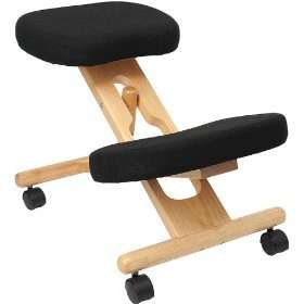 Wooden Ergonomic Kneeling Posture Office Chair Black  