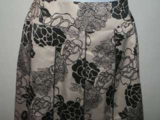 Sz S CLOTHING Co. by NOTATIONS Cream & Black Floral Skirt A Line Satin 