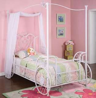 Princess Emily Carriage Canopy Twin Size Bed (includes Bed Frame 