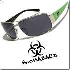Biohazard Classic Men Designer Sunglasses Black/Green  