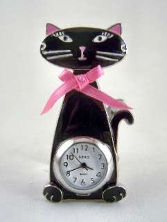 MINIATURE BLACK CAT WITH PHOTO CLIP Desk Clock NEW  