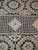 Vintage Hand Crochet Lace Floral Medallion Tablecloth Bedspread  