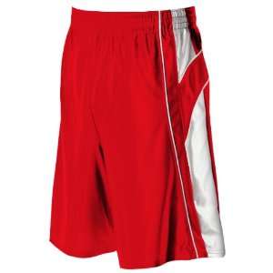 Alleson 547P2 Adult Dazzle Basketball Shorts SC/WH   SCARLET/WHITE AXL