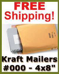 125 #000 Kraft Bubble Mailers 4x8 Padded Mailer 4 x 8  