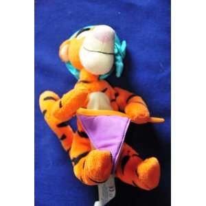 Disney Tiger Stuffed Bean with Aqua Pirate Scarf and Purple Flag with 
